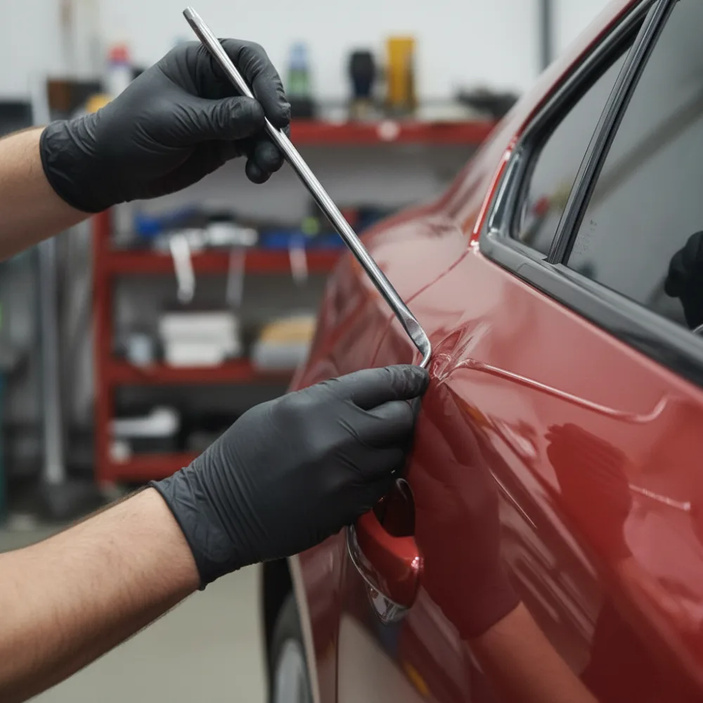 Illustration of specialist paintless dent repair tools